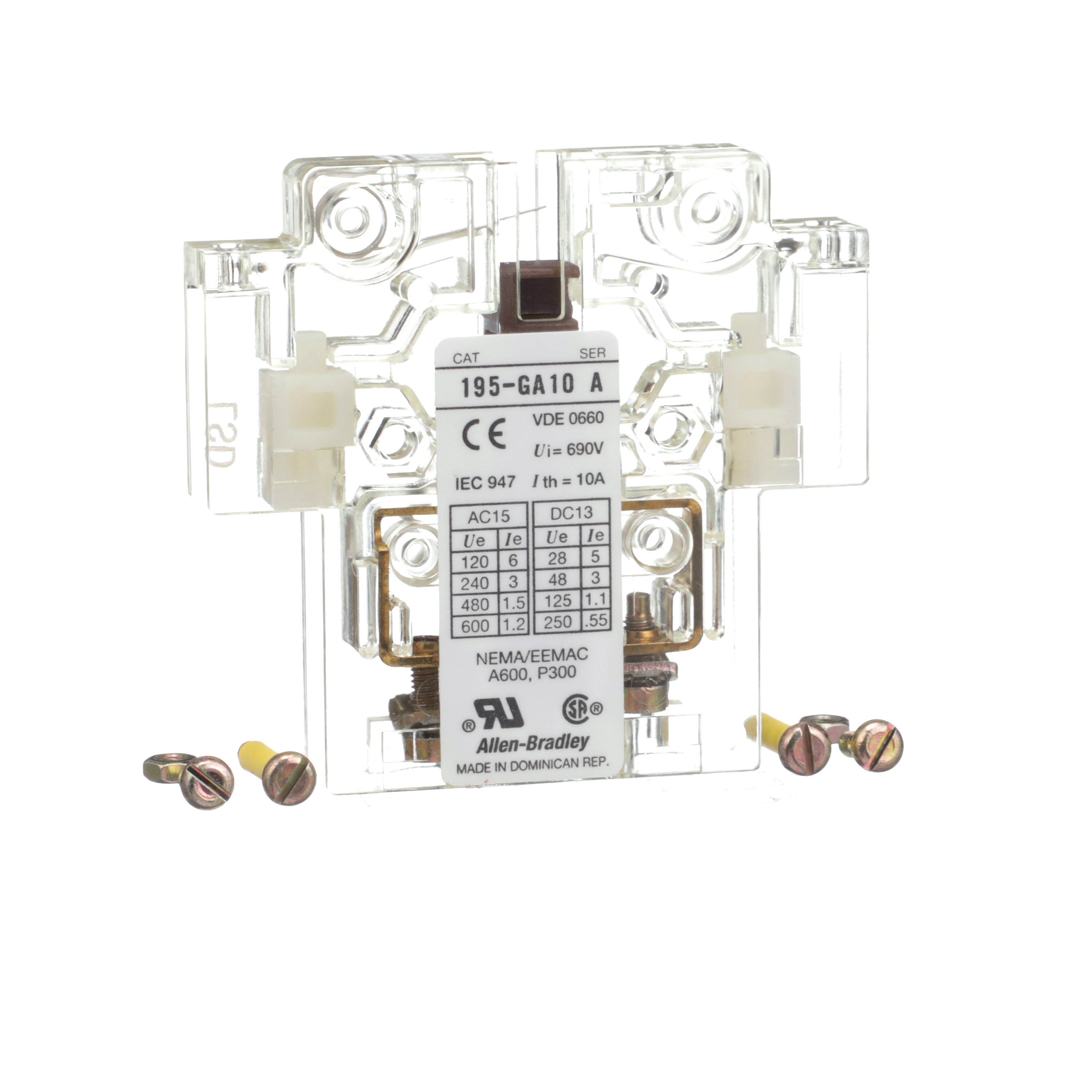 195-GA10 Auxiliary Contact by ALLEN BRADLEY